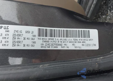 2015 Chrysler Town & Country Touring из США, поврежденный, VIN 2C4RC1BG7FR590002